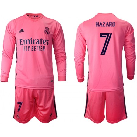 Billiga Fotbollströjor Real Madrid Eden Hazard 7 Barn Borta tröja 2020/21 Långärmad